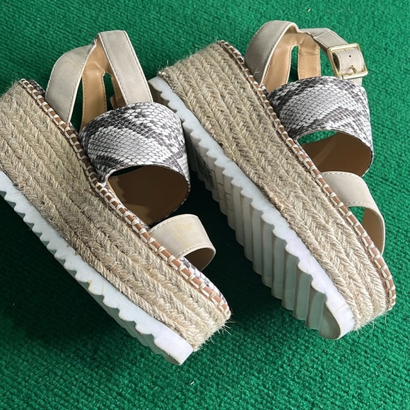 SHELB Gray Cream Espadrilles with Adjustable Ankle Strap size 7,5 - Picture 6 of 7